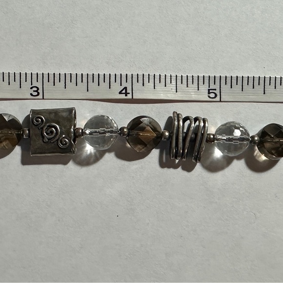 Silpada Silver with clear and Brown Beaded Bracelet - Picture 3 of 3